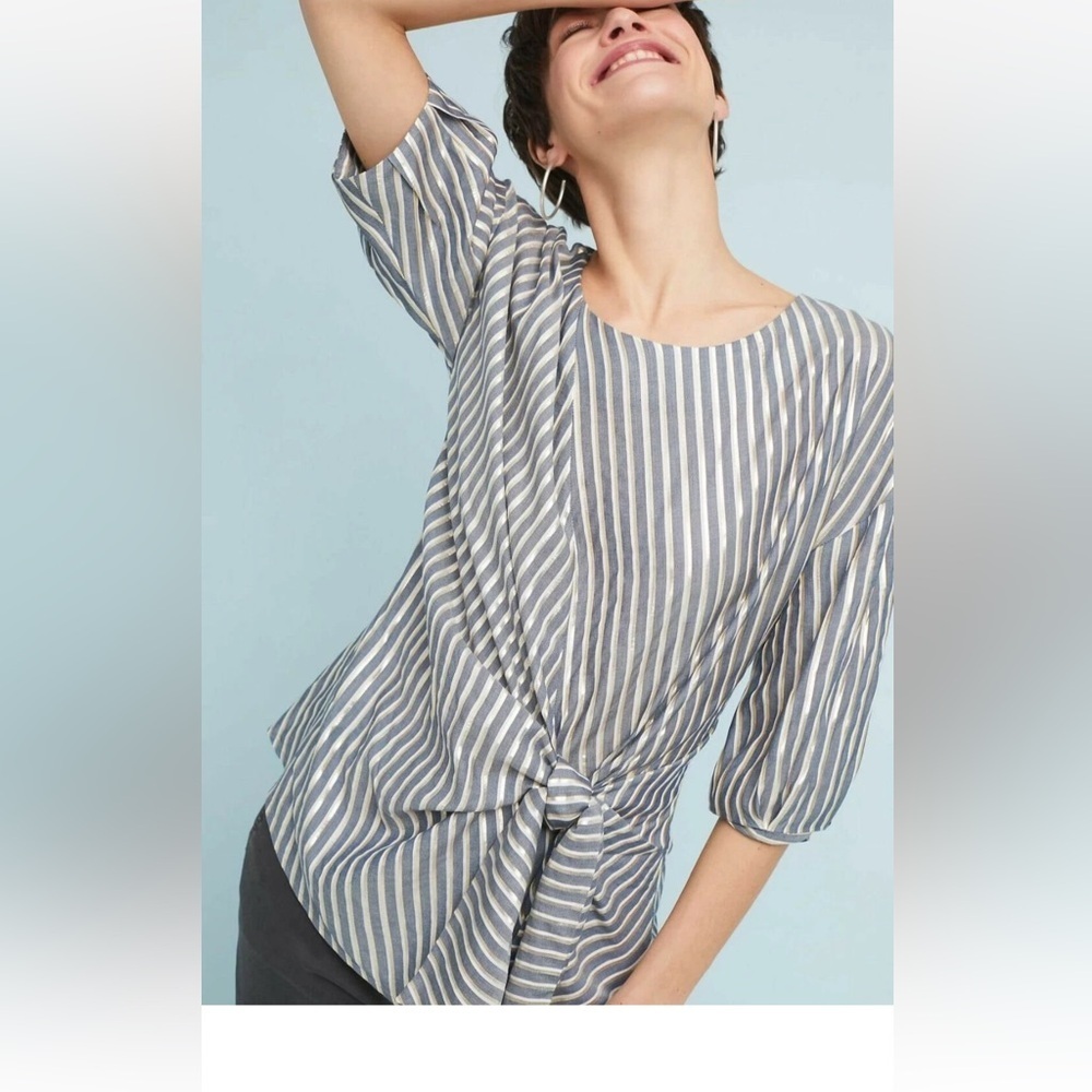 Anthropologie Eva Franco Yang Metallic Stripe Women’s Top Size 4